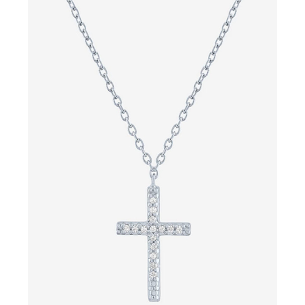 Cross double chain silver sterling and natural diamond - Picture 3 of 4